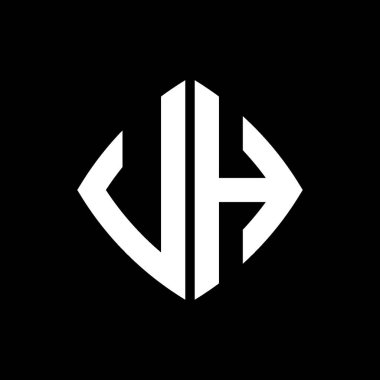 VH Logo ilk monogramı geometrik modern dikdörtgen yuvarlak stil tasarımı izole arkaplan, minimalist geometrik şekil logosu.