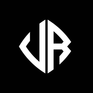 VR Logo ilk monogramı geometrik modern dikdörtgen yuvarlak stil tasarımı izole arkaplan, minimalist geometrik şekil logosu.