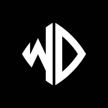 WD Logo ilk monogramı geometrik modern dikdörtgen yuvarlak stil tasarımı izole arkaplan, minimalist geometrik şekil logosu.