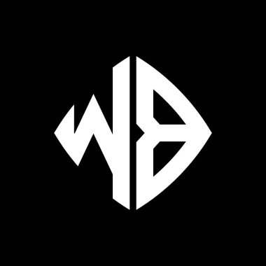 WB Logo ilk monogramı geometrik modern dikdörtgen yuvarlak stil tasarımı izole arkaplan, minimalist geometrik şekil logosu.