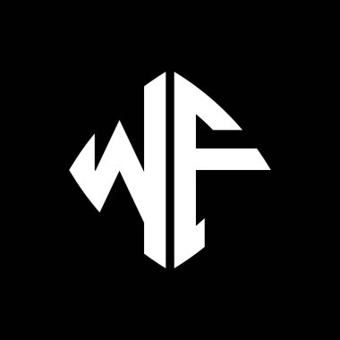WF Logo ilk monogramı geometrik modern dikdörtgen yuvarlak stil tasarımı izole arkaplan, minimalist geometrik şekil logosu.