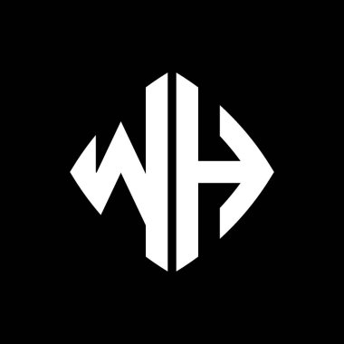 WH Logo ilk monogramı geometrik modern dikdörtgen yuvarlak stil tasarımı izole arkaplan, minimalist geometrik şekil logosu.