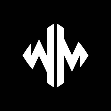 WM Logo ilk monogramı geometrik modern dikdörtgen yuvarlak stil tasarımı izole arkaplan, minimalist geometrik şekil logosu.