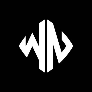WN Logo ilk monogramı geometrik modern dikdörtgen yuvarlak stil tasarımlı izole arkaplan, minimalist geometrik şekil logosu.
