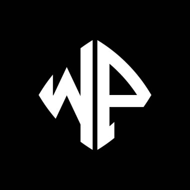 WP Logo ilk monogramı geometrik modern dikdörtgen yuvarlak stil tasarımı izole arkaplan, minimalist geometrik şekil logosu.