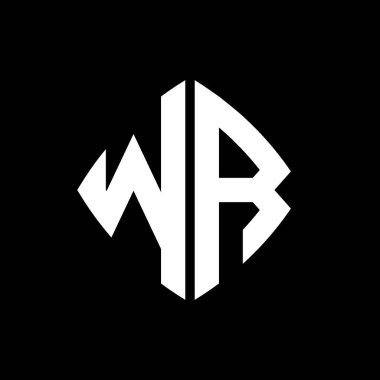 WR Logo ilk monogramı geometrik modern dikdörtgen yuvarlak stil tasarımı izole arkaplan, minimalist geometrik şekil logosu.