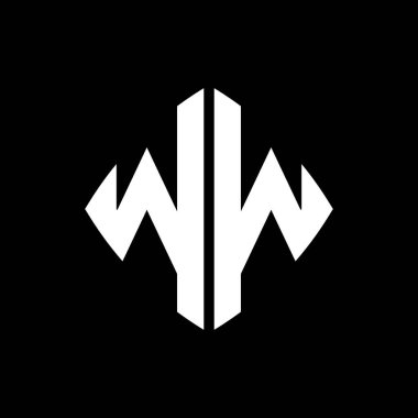 WW Logo ilk monogramı geometrik modern dikdörtgen yuvarlak stil tasarımı izole arkaplan, minimalist geometrik şekil logosu.