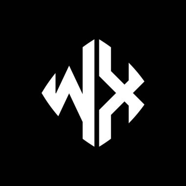 WX Logo ilk monogramı geometrik modern dikdörtgen yuvarlak stil tasarımı izole arkaplan, minimalist geometrik şekil logosu.