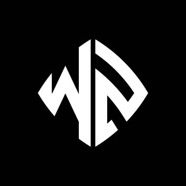 WZ Logo ilk monogramı geometrik modern dikdörtgen yuvarlak stil tasarımı izole arkaplan, minimalist geometrik şekil logosu.
