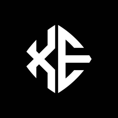 XE Logo ilk monogramı geometrik modern dikdörtgen yuvarlak stil tasarımı izole arkaplan, minimalist geometrik şekil logosu.