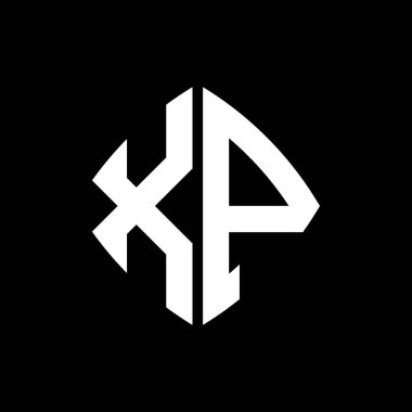 XP Logo ilk monogramı geometrik modern dikdörtgen yuvarlak stil tasarımı izole arkaplan, minimalist geometrik şekil logosu.