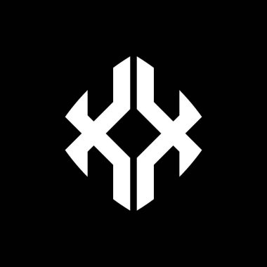 XX Logo ilk monogramı geometrik modern dikdörtgen yuvarlak stil tasarımı izole arkaplan, minimalist geometrik şekil logosu.