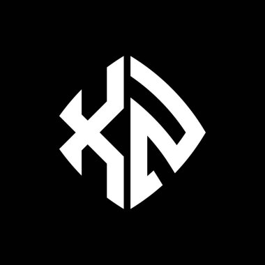 XZ Logo ilk monogramı geometrik modern dikdörtgen yuvarlak stil tasarımı izole arkaplan, minimalist geometrik şekil logosu.