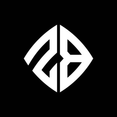 ZB Logo ilk monogramı geometrik modern dikdörtgen yuvarlak stil tasarımı izole arkaplan, minimalist geometrik şekil logosu.