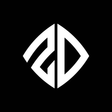 ZD Logo ilk monogramı geometrik modern dikdörtgen yuvarlak stil tasarımı izole arkaplan, minimalist geometrik şekil logosu.