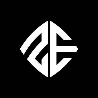 ZE Logo ilk monogramı geometrik modern dikdörtgen yuvarlak stil tasarımı izole arkaplan, minimalist geometrik şekil logosu.