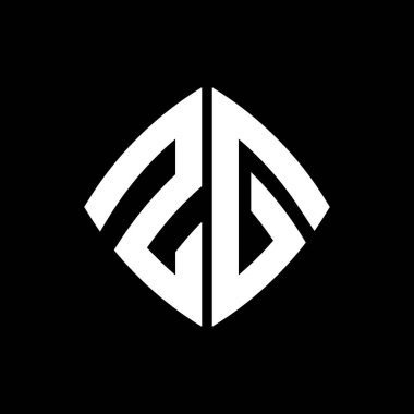 ZG Logo ilk monogramı geometrik modern dikdörtgen yuvarlak stil tasarımı izole arkaplan, minimalist geometrik şekil logosu.