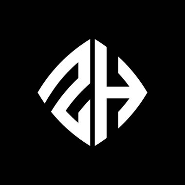 ZH Logo ilk monogramı geometrik modern dikdörtgen yuvarlak stil tasarımı izole arkaplan, minimalist geometrik şekil logosu.