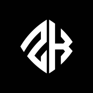 ZK Logo ilk monogramı geometrik modern dikdörtgen yuvarlak stil tasarımı izole arkaplan, minimalist geometrik şekil logosu.