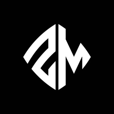 ZM Logo ilk monogramı geometrik modern dikdörtgen yuvarlak stil tasarımı izole arkaplan, minimalist geometrik şekil logosu.