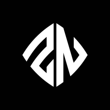 ZN Logo ilk monogramı geometrik modern dikdörtgen yuvarlak stil tasarımı izole arkaplan, minimalist geometrik şekil logosu.