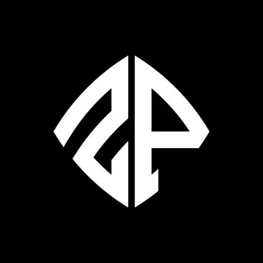 ZP Logo ilk monogramı geometrik modern dikdörtgen yuvarlak stil tasarımı izole arkaplan, minimalist geometrik şekil logosu.