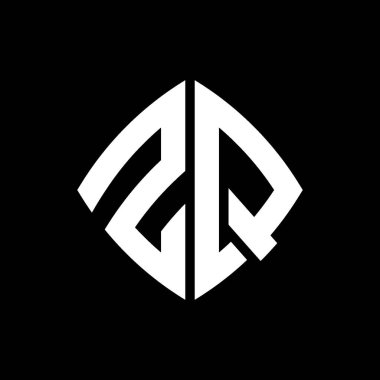 ZQ Logo ilk monogramı geometrik modern dikdörtgen yuvarlak stil tasarımı izole arkaplan, minimalist geometrik şekil logosu.