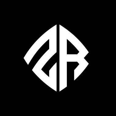 ZR Logo ilk monogramı geometrik modern dikdörtgen yuvarlak stil tasarımı izole arkaplan, minimalist geometrik şekil logosu.