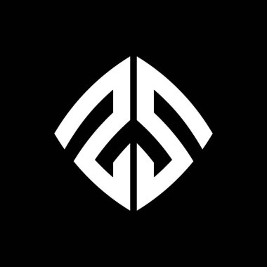 ZS Logo ilk monogramı geometrik modern dikdörtgen yuvarlak stil tasarımı izole arkaplan, minimalist geometrik şekil logosu.