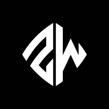 ZW Logo ilk monogramı geometrik modern dikdörtgen yuvarlak stil tasarımı izole arkaplan, minimalist geometrik şekil logosu.