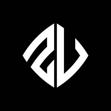 ZV Logo ilk monogramı geometrik modern dikdörtgen yuvarlak stil tasarımı izole arkaplan, minimalist geometrik şekil logosu.