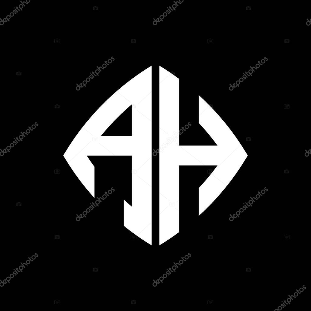 AH Logo initial monogram with geometric modern rectangle rounded style design in isolated background, minimalist geometric shape style logo.