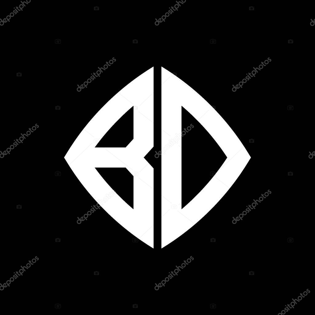 BD Logo initial monogram with geometric modern rectangle rounded style design in isolated background, minimalist geometric shape style logo.