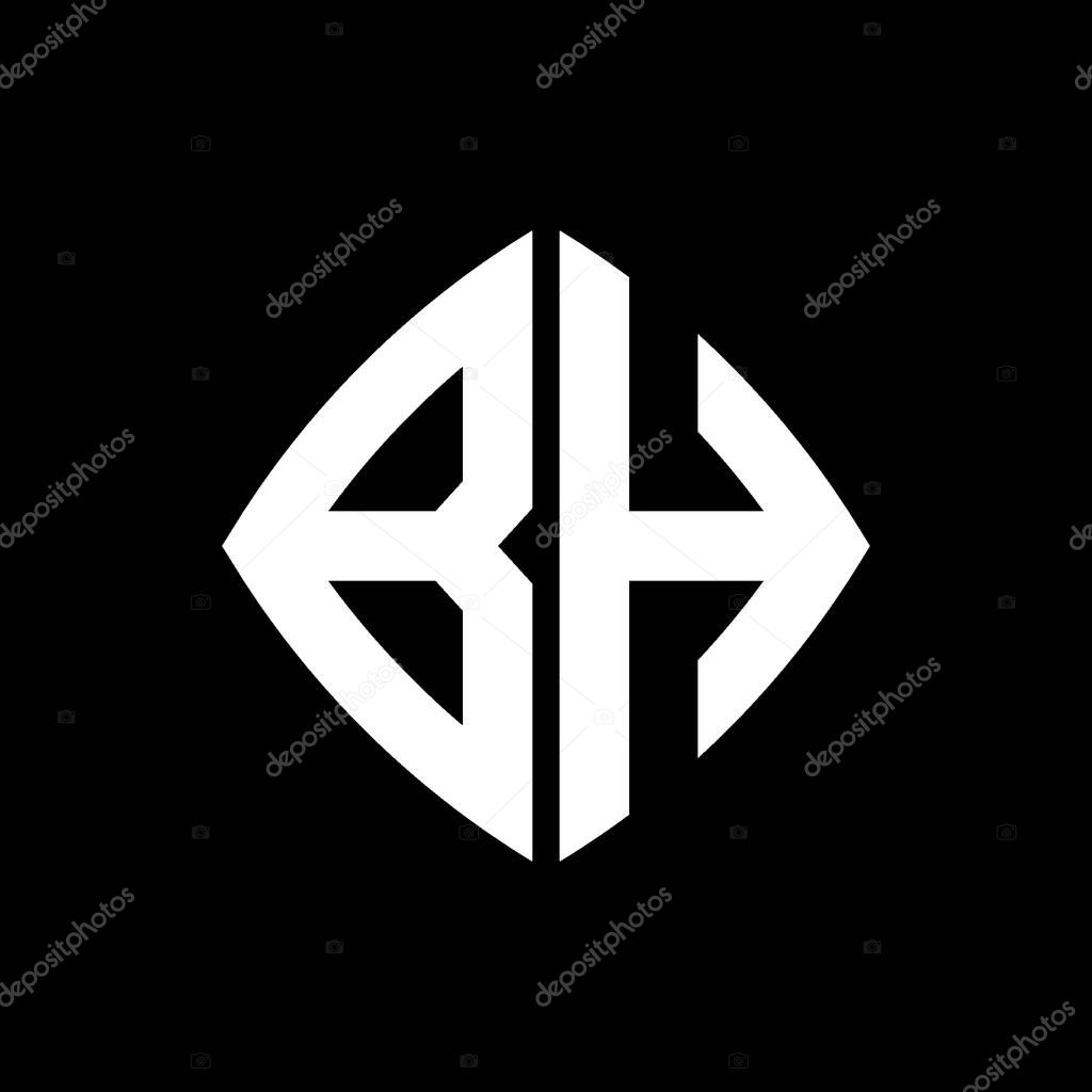 BH Logo initial monogram with geometric modern rectangle rounded style design in isolated background, minimalist geometric shape style logo.