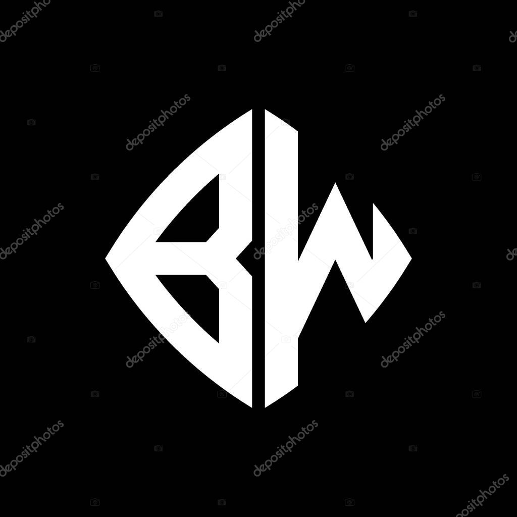 BW Logo initial monogram with geometric modern rectangle rounded style design in isolated background, minimalist geometric shape style logo.