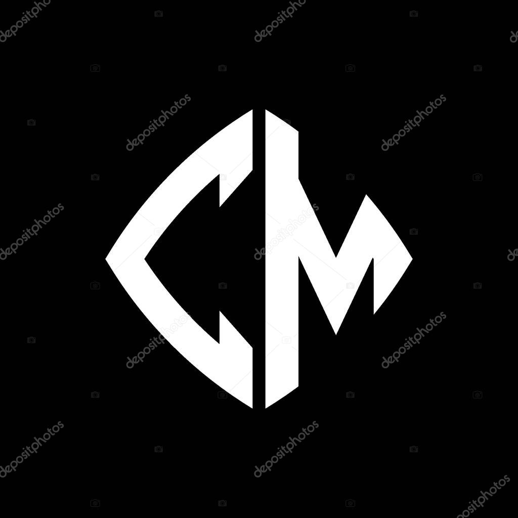 CM Logo initial monogram with geometric modern rectangle rounded style design in isolated background, minimalist geometric shape style logo.