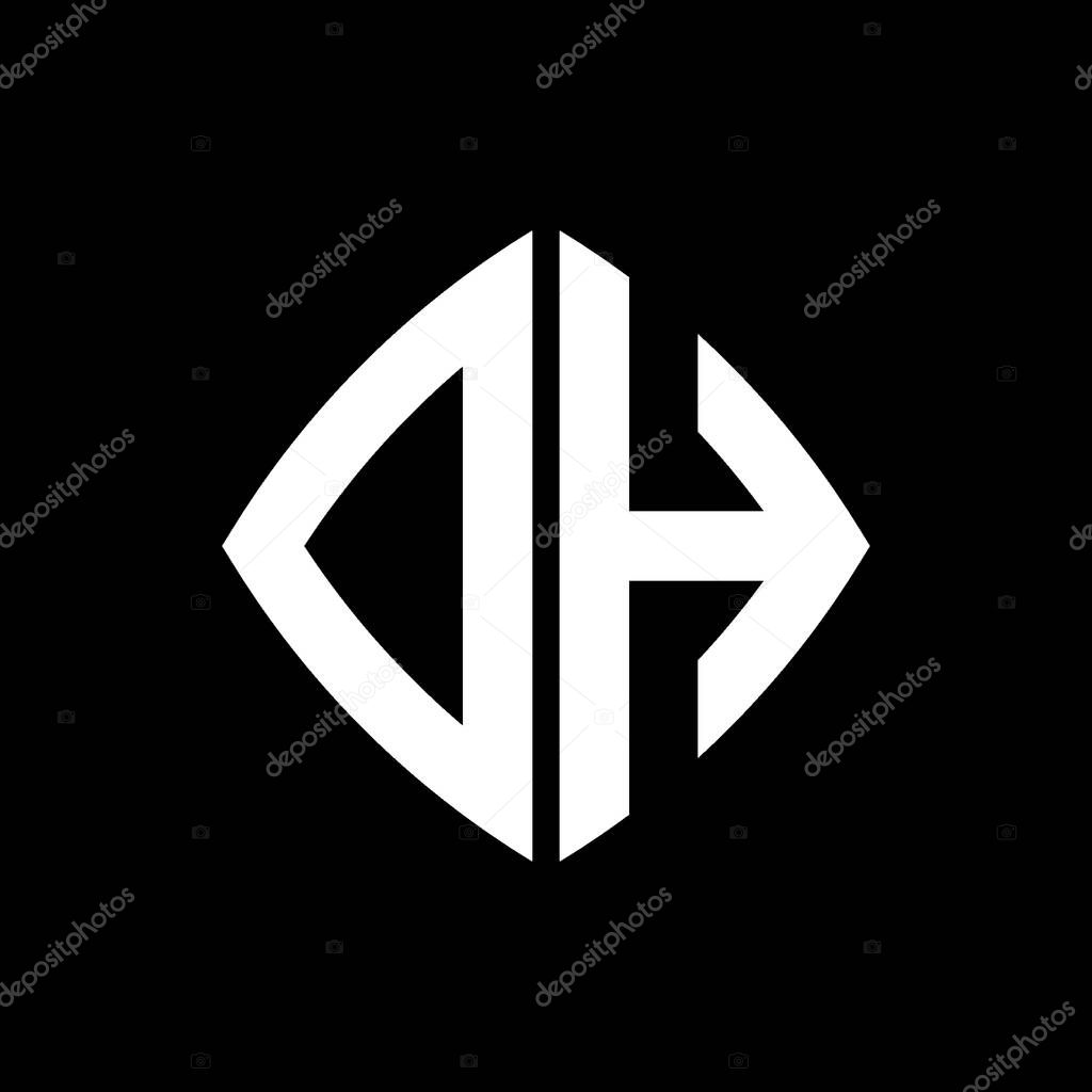 DH Logo initial monogram with geometric modern rectangle rounded style design in isolated background, minimalist geometric shape style logo.
