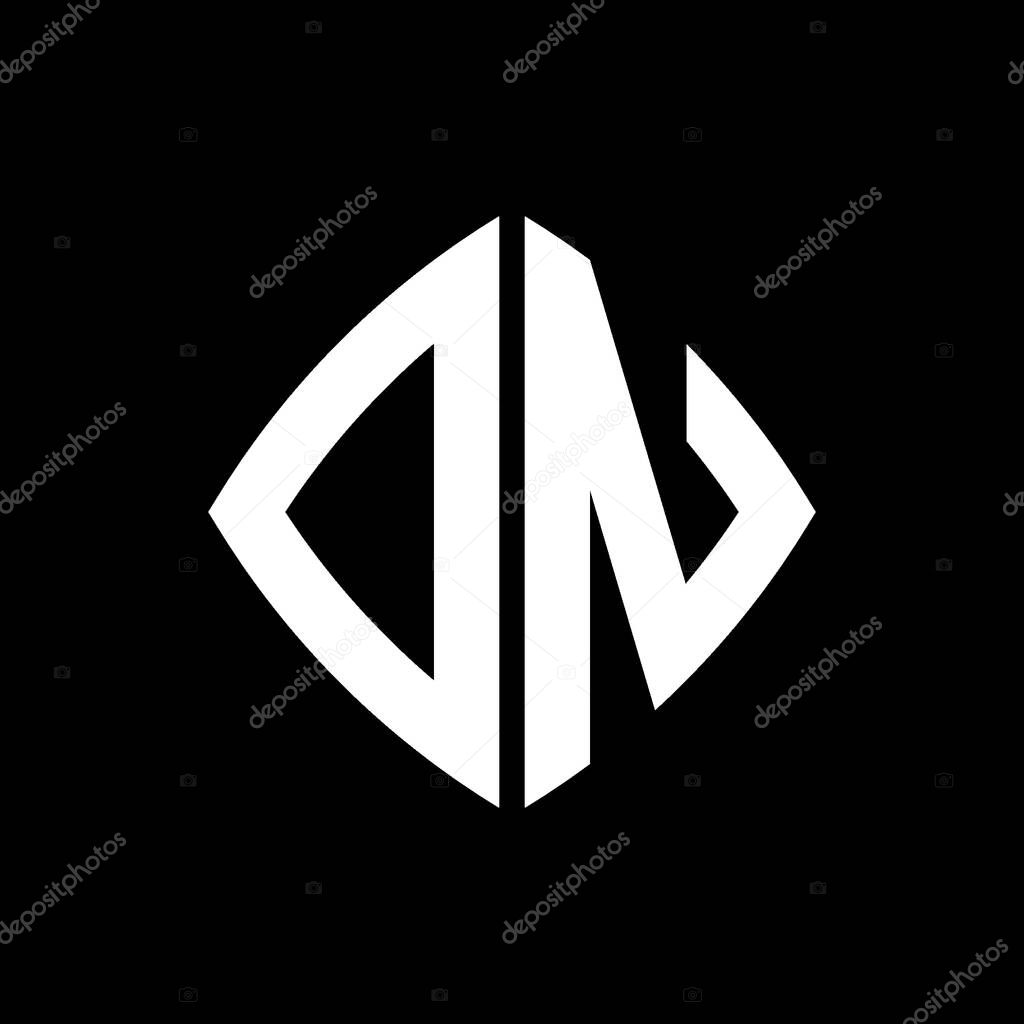 DN Logo initial monogram with geometric modern rectangle rounded style design in isolated background, minimalist geometric shape style logo.
