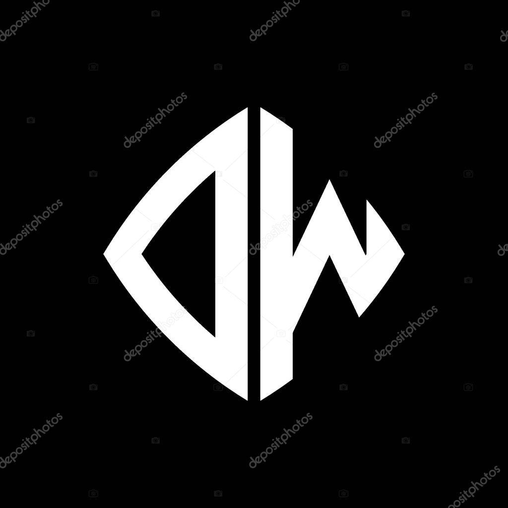 DW Logo initial monogram with geometric modern rectangle rounded style design in isolated background, minimalist geometric shape style logo.