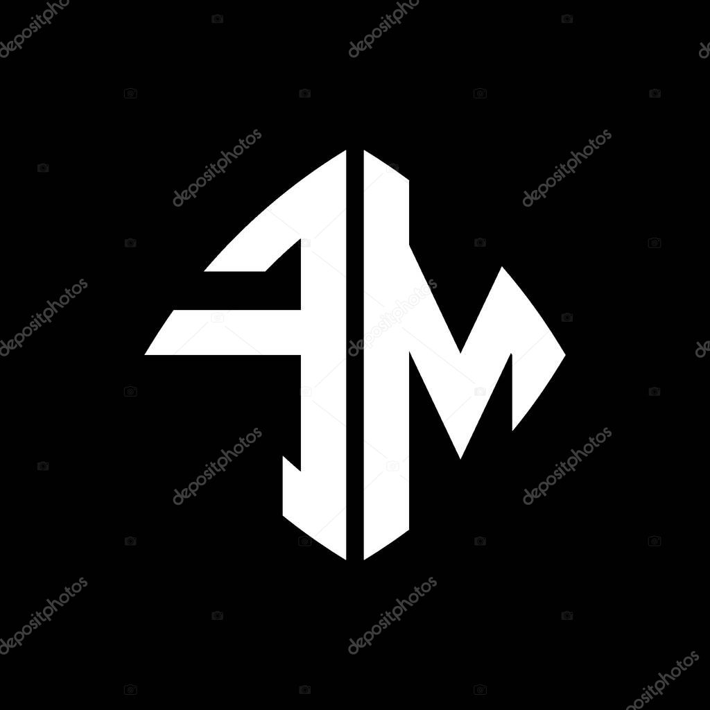 FM Logo initial monogram with geometric modern rectangle rounded style design in isolated background, minimalist geometric shape style logo.