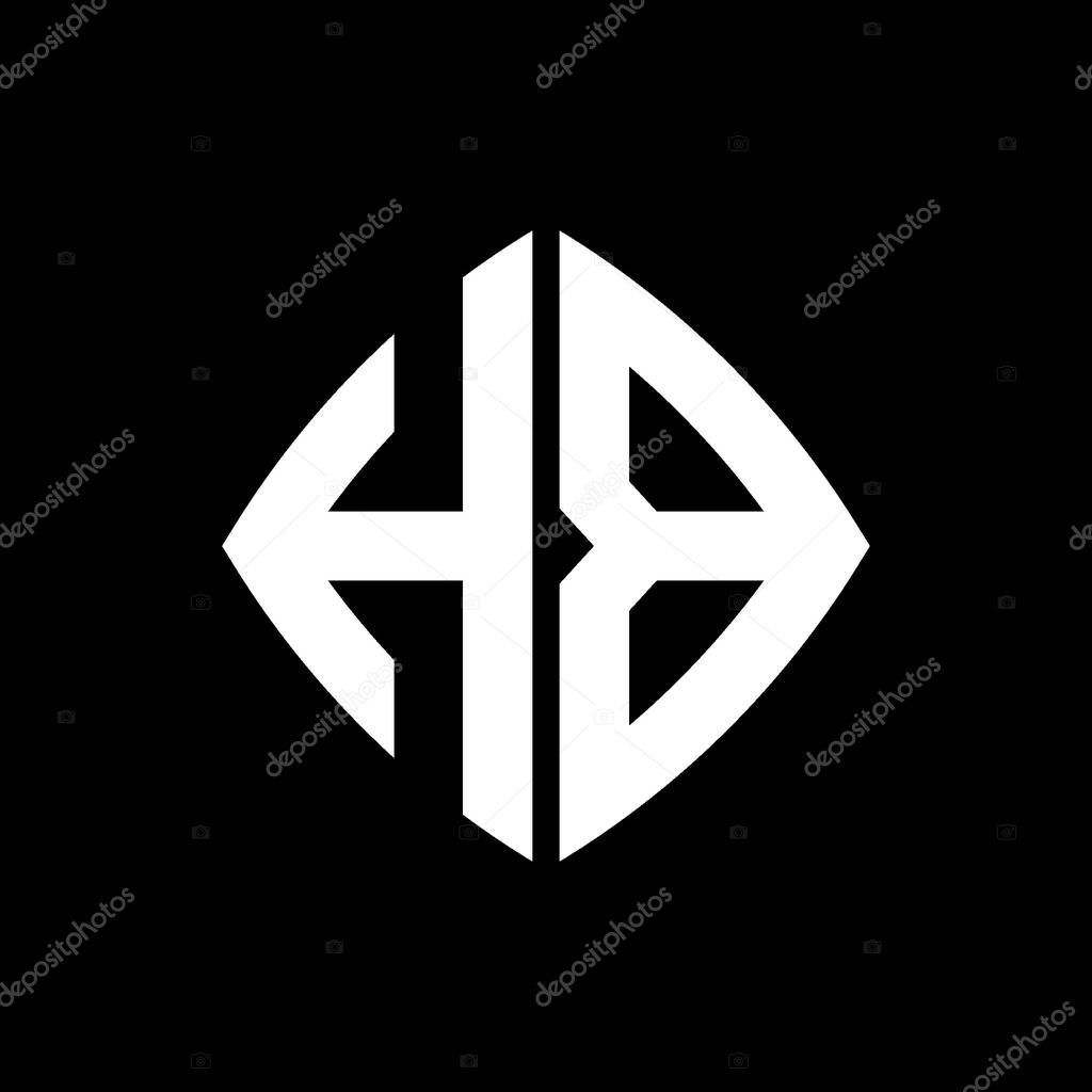 HB Logo initial monogram with geometric modern rectangle rounded style design in isolated background, minimalist geometric shape style logo.