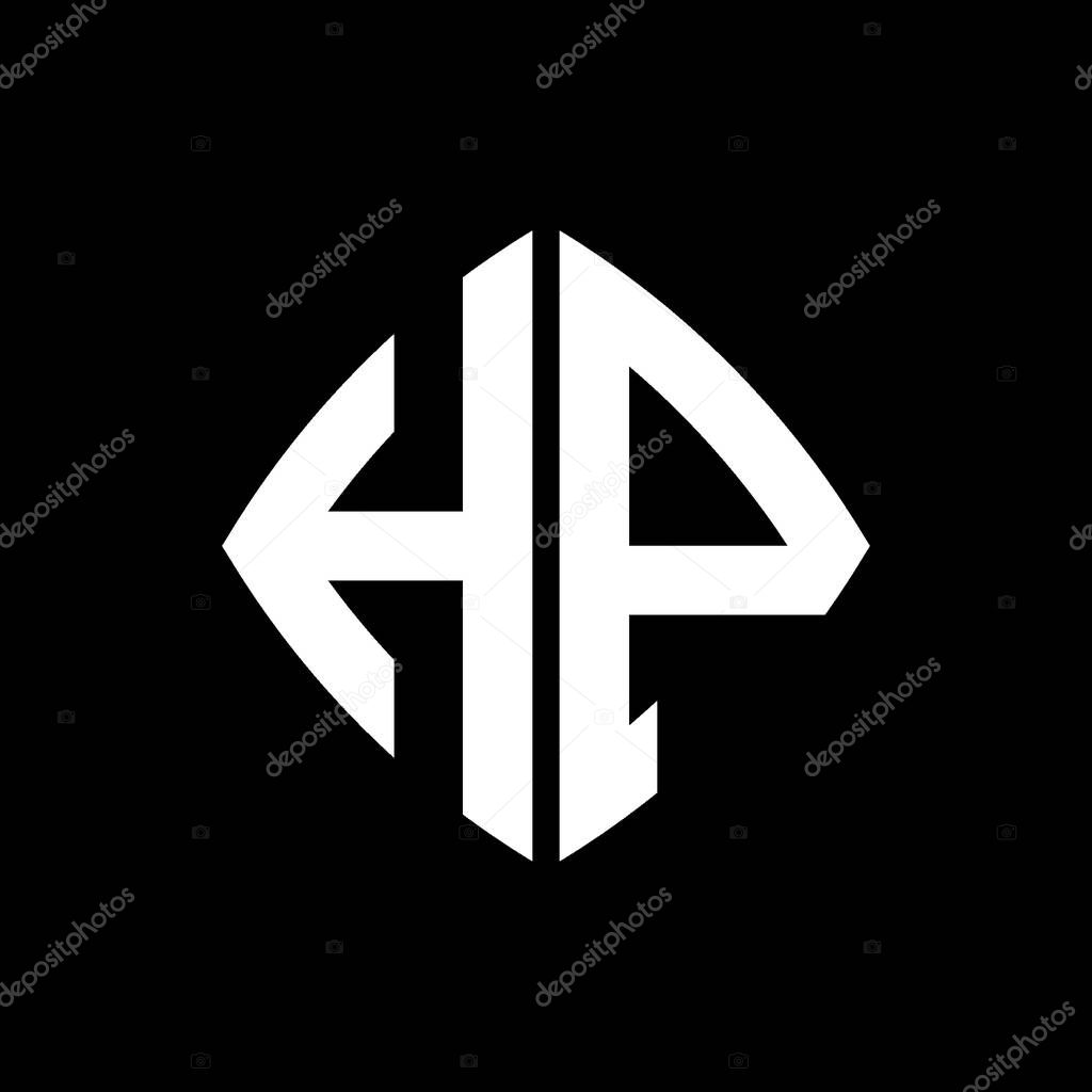 HP Logo initial monogram with geometric modern rectangle rounded style design in isolated background, minimalist geometric shape style logo.