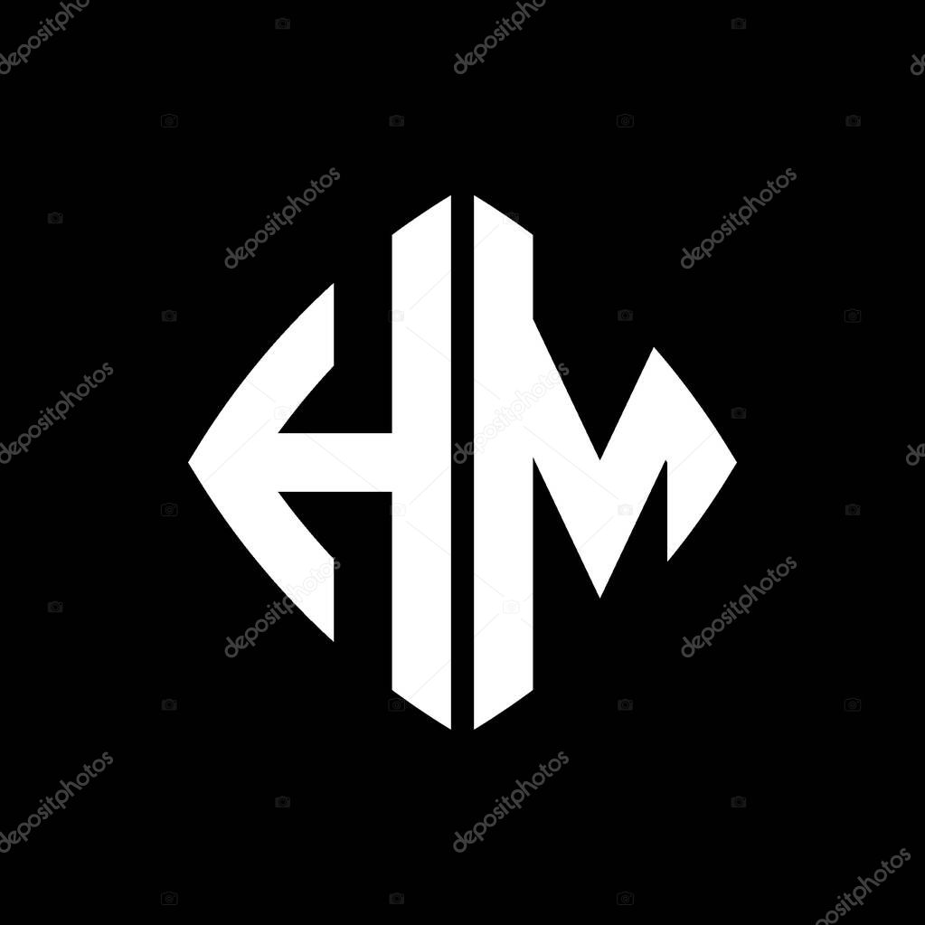 HM Logo initial monogram with geometric modern rectangle rounded style design in isolated background, minimalist geometric shape style logo.
