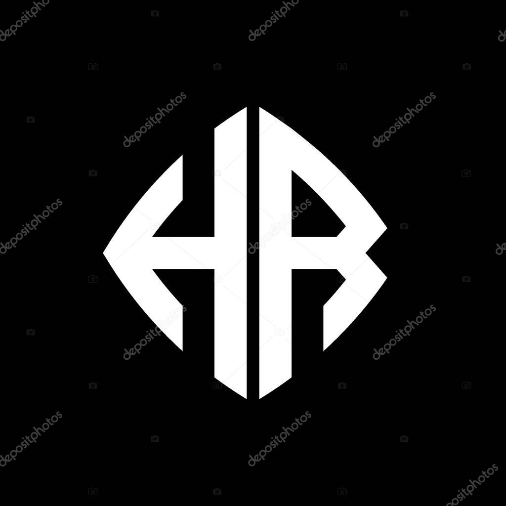 HR Logo initial monogram with geometric modern rectangle rounded style design in isolated background, minimalist geometric shape style logo.