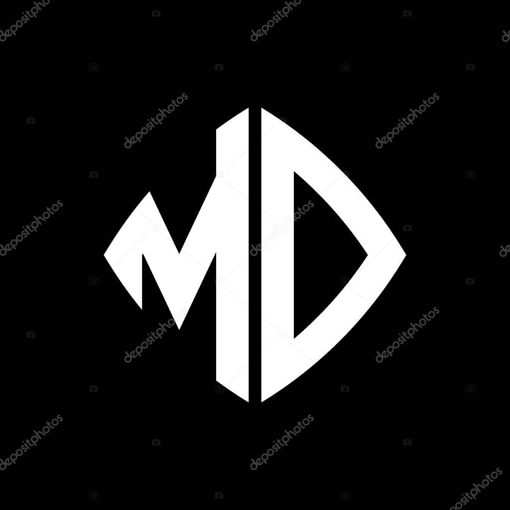 MD Logo initial monogram with geometric modern rectangle rounded style design in isolated background, minimalist geometric shape style logo.
