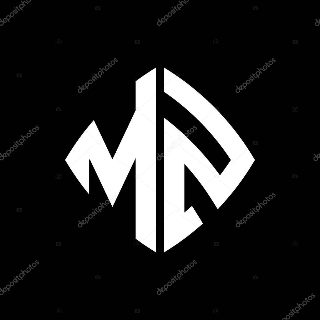 MZ Logo initial monogram with geometric modern rectangle rounded style design in isolated background, minimalist geometric shape style logo.