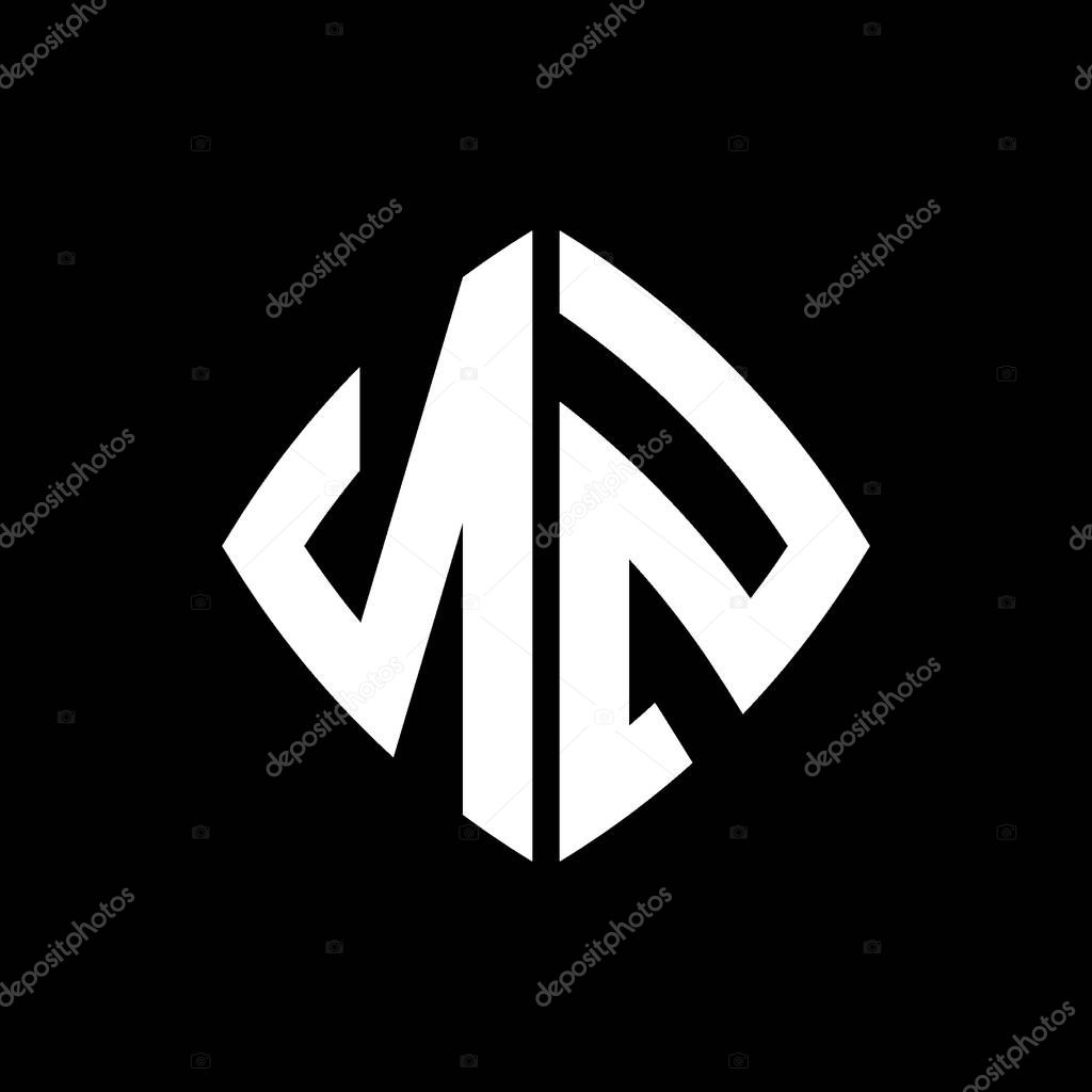 NZ Logo initial monogram with geometric modern rectangle rounded style design in isolated background, minimalist geometric shape style logo.