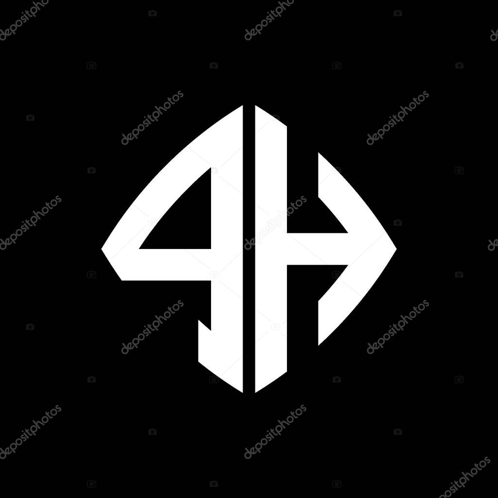 PH Logo initial monogram with geometric modern rectangle rounded style design in isolated background, minimalist geometric shape style logo.