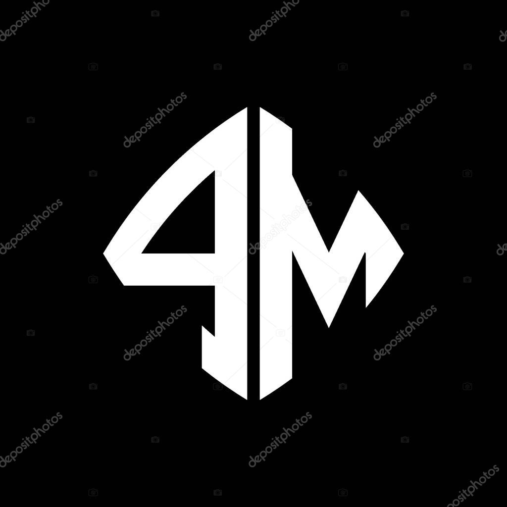 PM Logo initial monogram with geometric modern rectangle rounded style design in isolated background, minimalist geometric shape style logo.