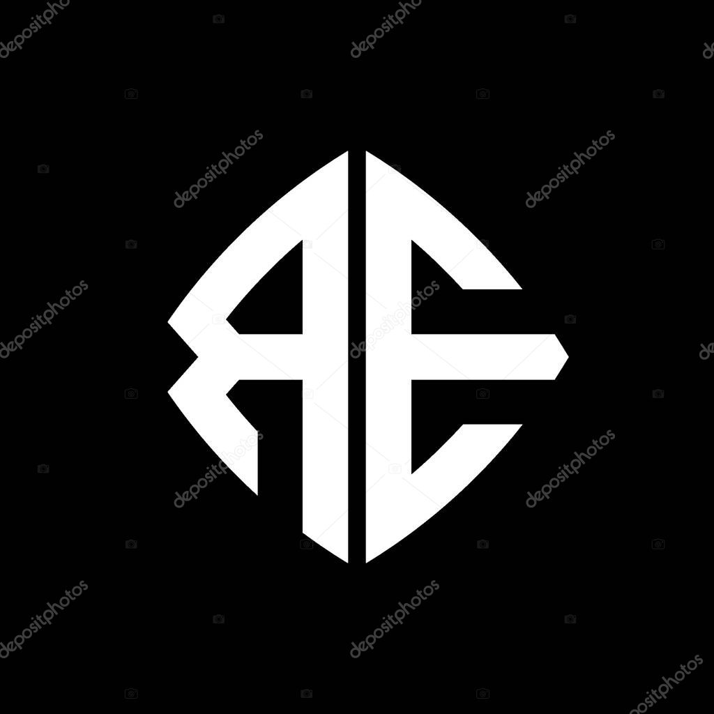 RE Logo initial monogram with geometric modern rectangle rounded style design in isolated background, minimalist geometric shape style logo.